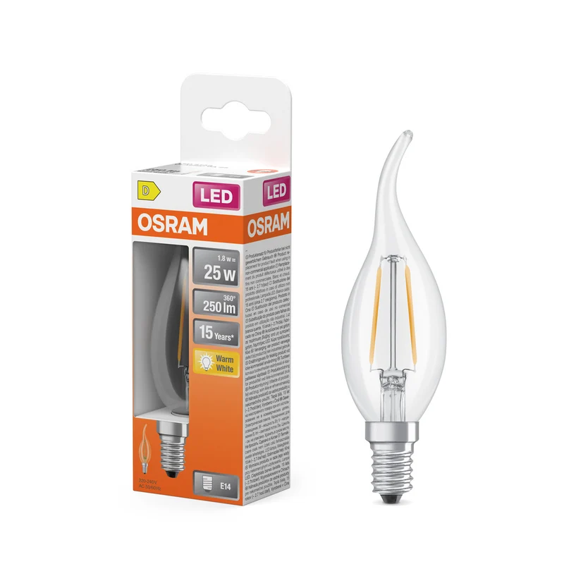OSRAM LED Retrofit Classic BA 1.8W 827 klar E14