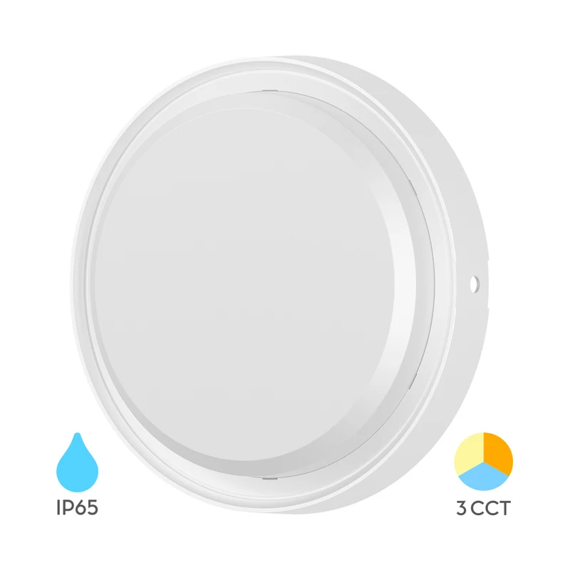 Braytron LED-Bulkhead-Leuchte 12W 3CCT IP65 – Rund Ø180 mm, Weiß