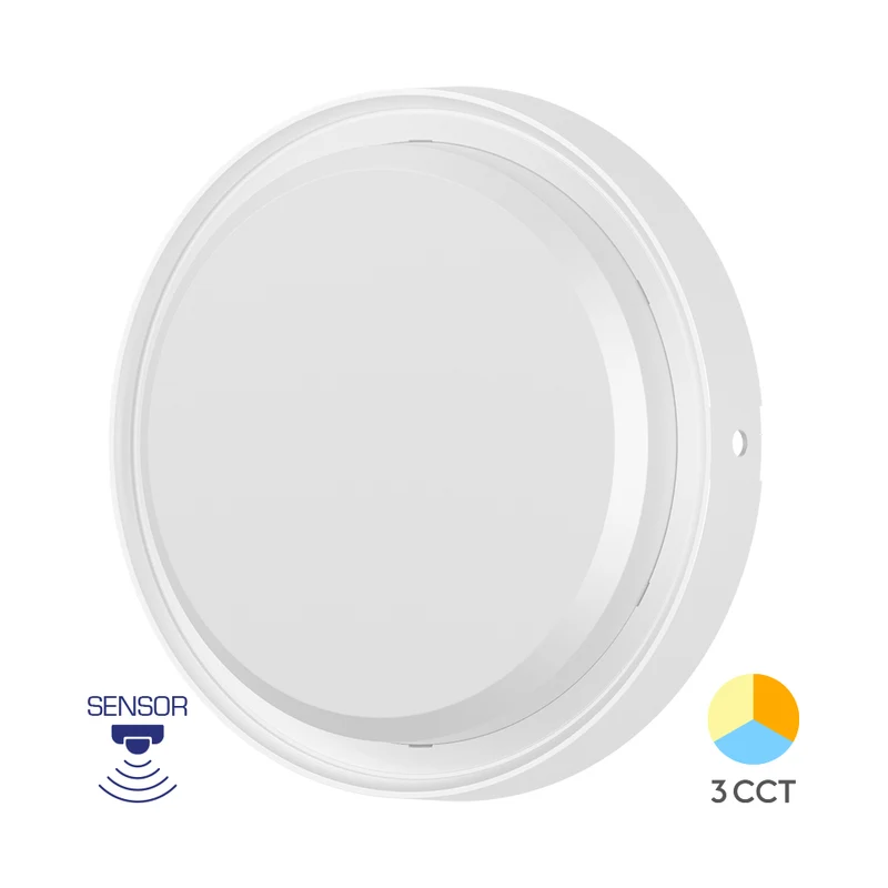 Braytron LED Bulkhead-Leuchte 18W 3CCT IP65 mit Bewegungssensor – Weiß