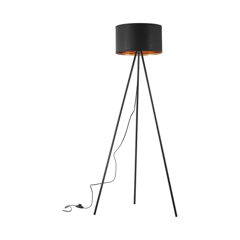 Braytron Stehleuchte E27 mit Dreibein-Gestell, 155 cm, Ø 38 cm – Schwarz