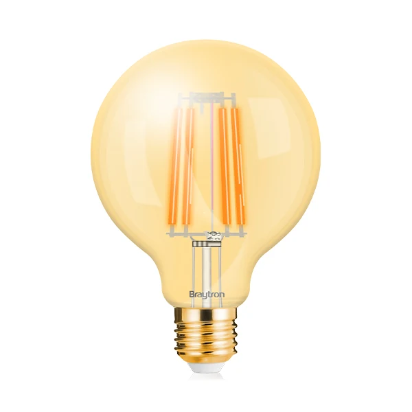 Braytron LED Filament E27 6W 2200K Amber G125 Globe – Vintage