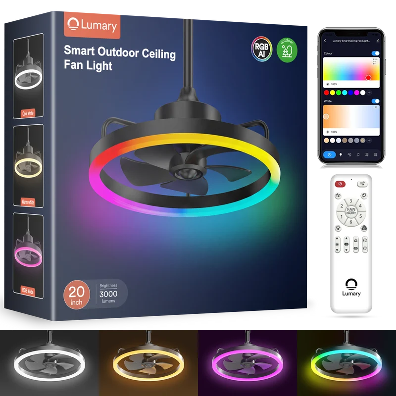 Lumary Smart Outdoor Ceiling Fan with Light