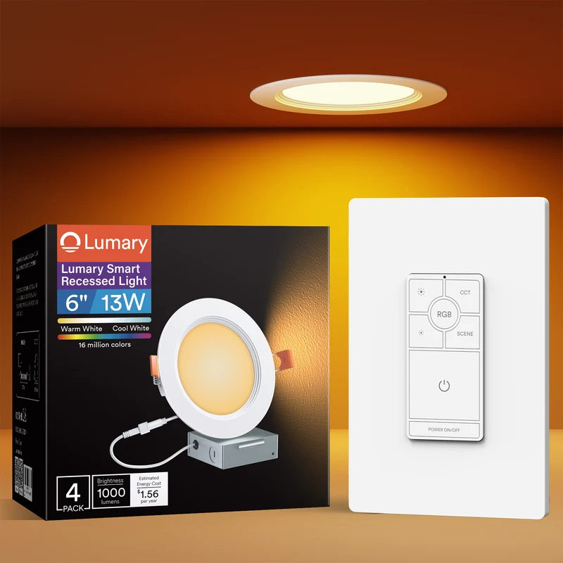 Lumary Smart LED Recessed Lighting 6 Inch with Dimmer Light Switch