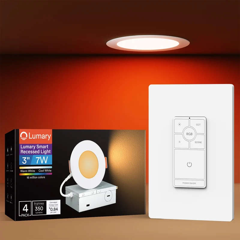 Lumary 3 Inch 4pcs Smart LED Recessed Light with Dimmer Light Switch