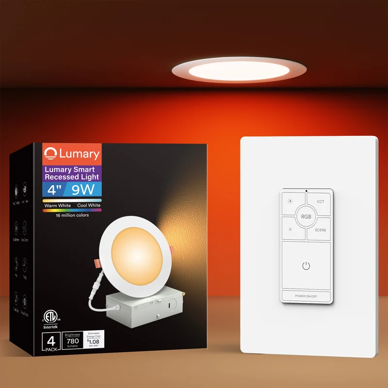 Lumary 4 Inch 4pcs Smart WiFi Recessed Lights, Dimmer Light Switch