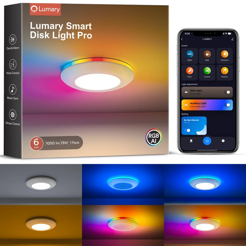 Lumary 5/6 inch Smart RGBAI Led Disk Light Pro