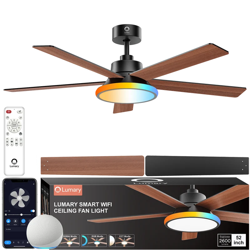 Lumary 52" Smart Ceiling Fans with RGBAI Lights