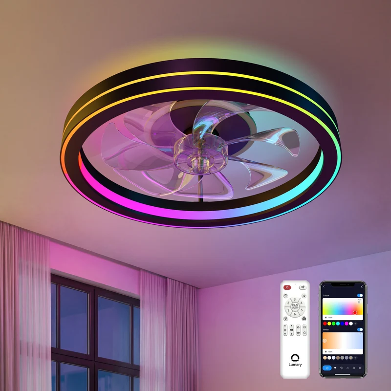 Lumary Smart LED Fan with Night Light Black