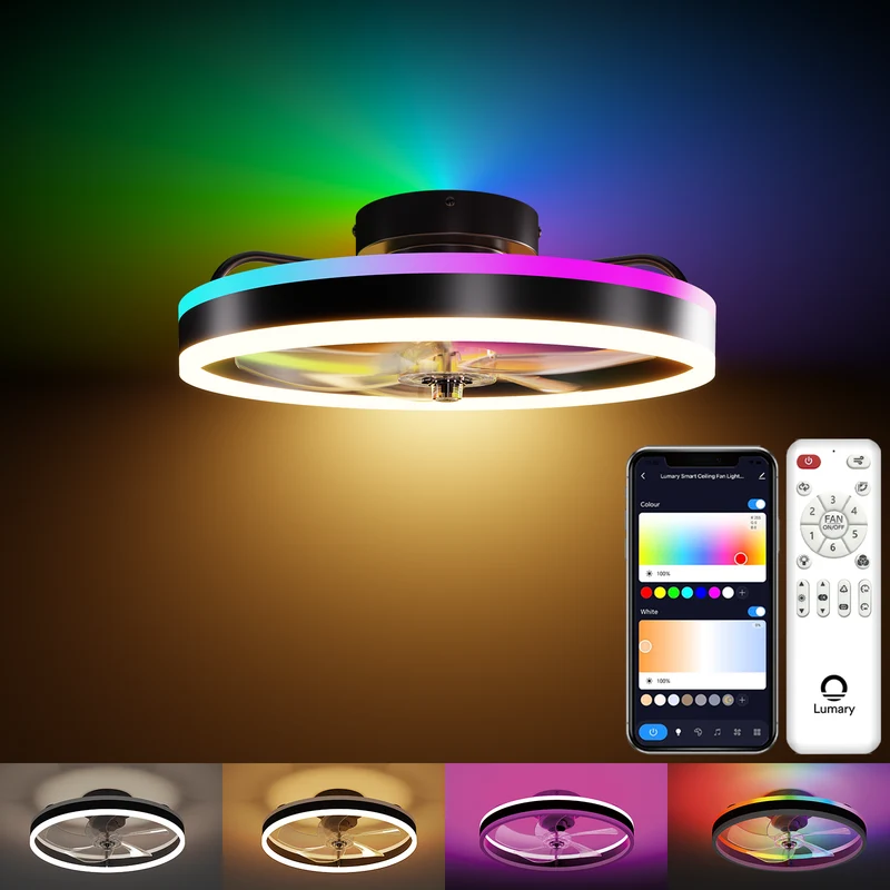 Lumary Smart Ceiling Fans with Lights Black