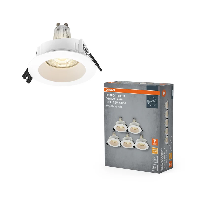 OSRAM LED Spot Recess Einbaustrahler Set GU10 2.6W Weiß ⌀68 mm