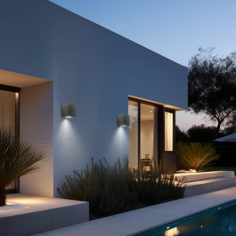 LED Wandleuchte Außen Anthrazit Eckig GU10 Down Außenwandleuchte Wandlampe IP44