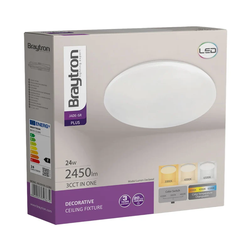 LED Deckenleuchte, Deckenlicht Rund 24W mit Sternenhimmel-Effekt, 3IN1 Farbtemperatur, 2450 Lumen