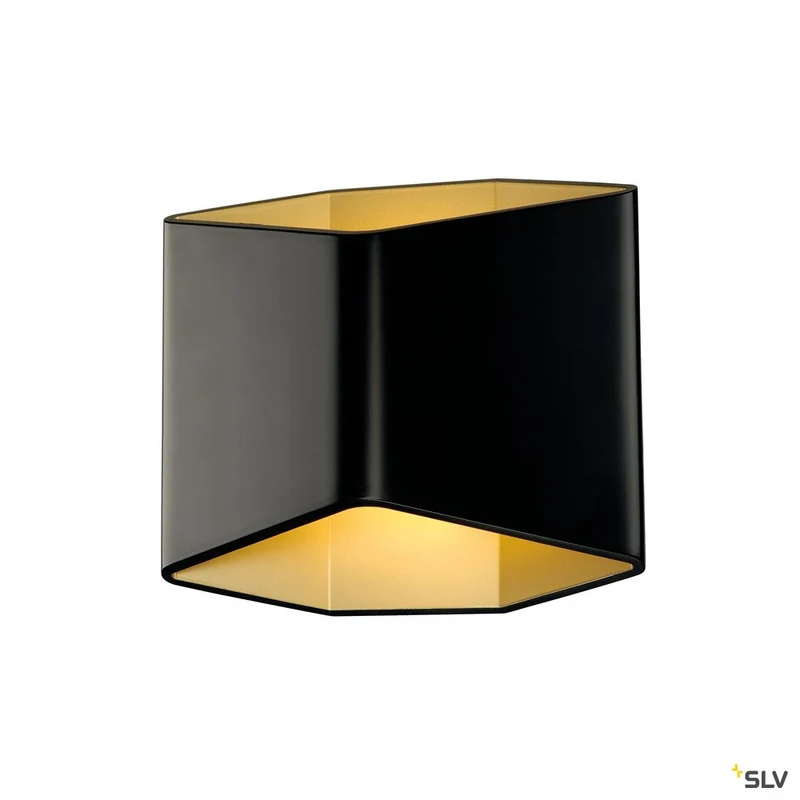 SLV CARISO LED Wandleuchte 2, schwarz/ messing, 7,5W LED, 3000K