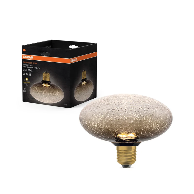 OSRAM DECOR LED-Lampe Krackelglas abgeflacht braun