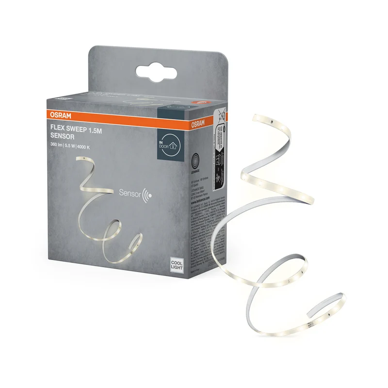 OSRAM FLEX SWEEP Sensor flexibler LED-Lichtstreifen, 1,5m, 4000K, kaltweiß, mit Bewegungssensor, 5.5W, IP20, dimmbar