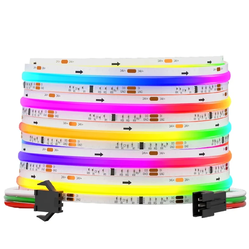 24V WS2811 COB LED-Streifen adressierbar RGB 720 LEDs/m – punktfreies Lichtbild