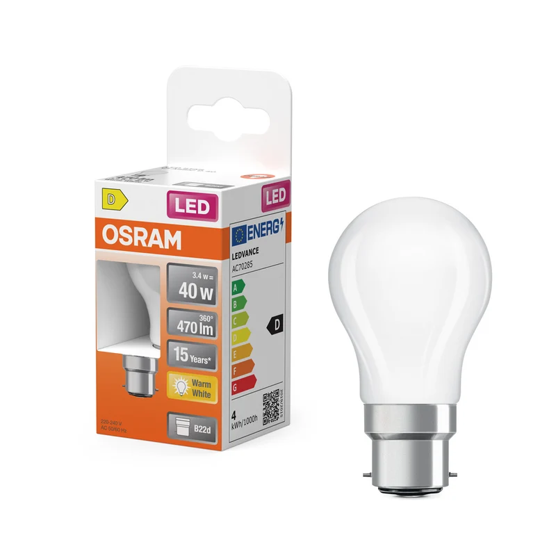 OSRAM LED Lampe LED Retrofit CLASSIC P 4W 827 Frosted B22d, 470 lm, 2700 K, Warmweiß