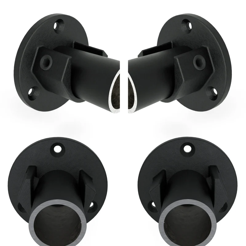 Stangenhalterset schwarz 33,7 mm