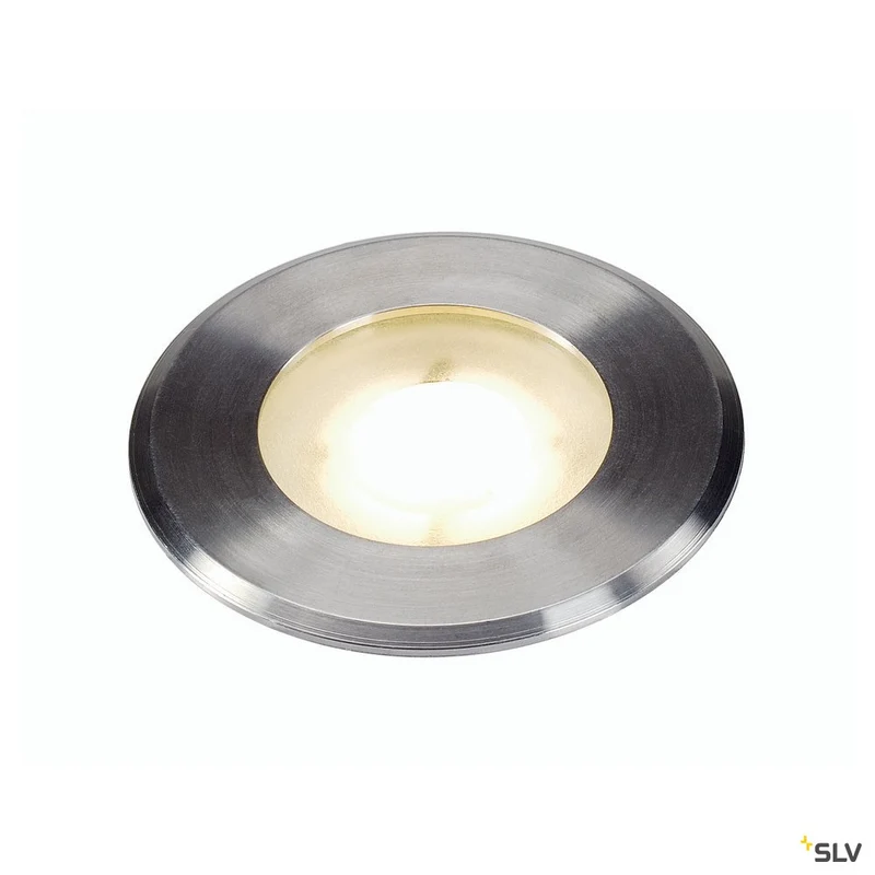SLV DASAR FLAT LED 230V Bodenein- baustrahler, rund, 4,3W LED, warmweiss, Edelstahlblende