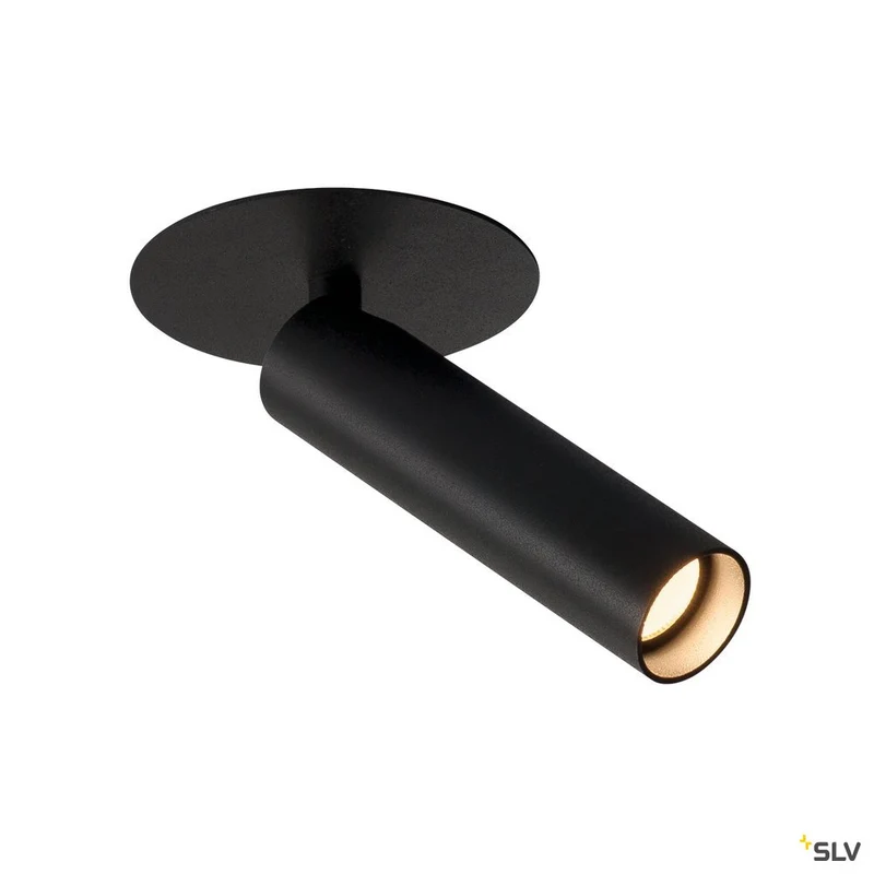 SLV MILAN Single Spot, Deckenein- bauleuchte, Rosette flach, schwarz, 7,5W LED, 3000K,