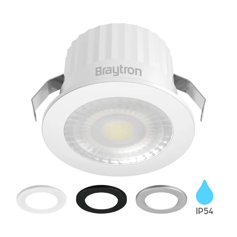 Braytron LED Minispot 3W Minileuchte, Klein, Einbauspot Einbaustrahler, Badezimmer, Küche, Wohnzimmer, inklusive 3 Blenden in schwarz, weiß. silber, IP54 230V ohne Trafo, 210 Lumen (neutralweiß 4000K)