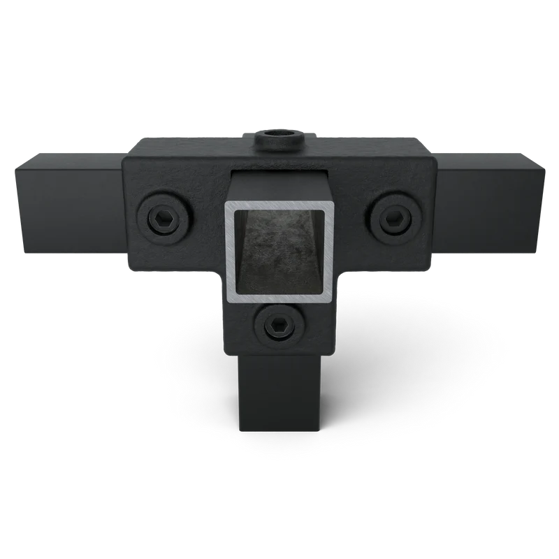 T-Stück für Stützrohr schwarz 40 mm quadratisch