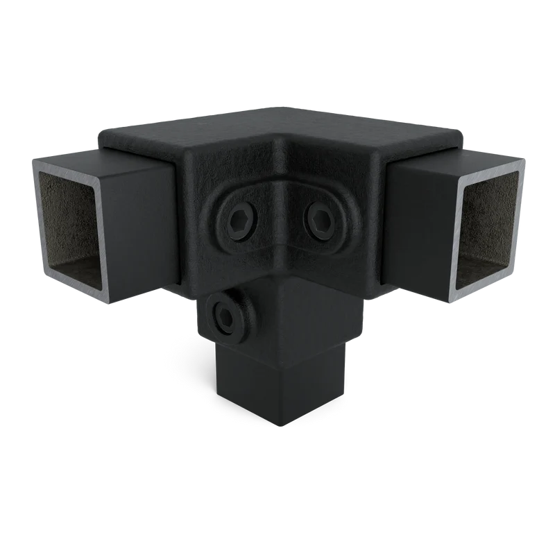 Dreiweg-Eckstück 90° schwarz 40 mm quadratisch
