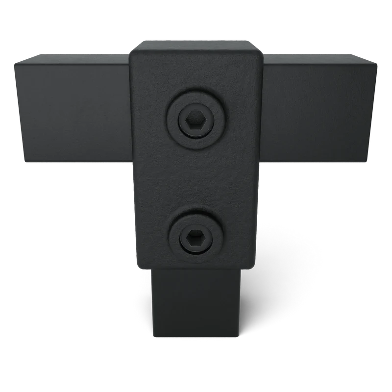 T-Stück kurz schwarz 40 mm quadratisch