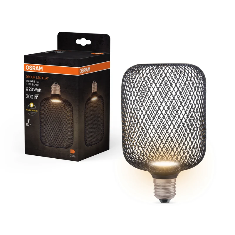 OSRAM DECOR LED Flatlampe Lampe Schwarz, 3.5W, Frosted, 100mm , Warmweiß , E27