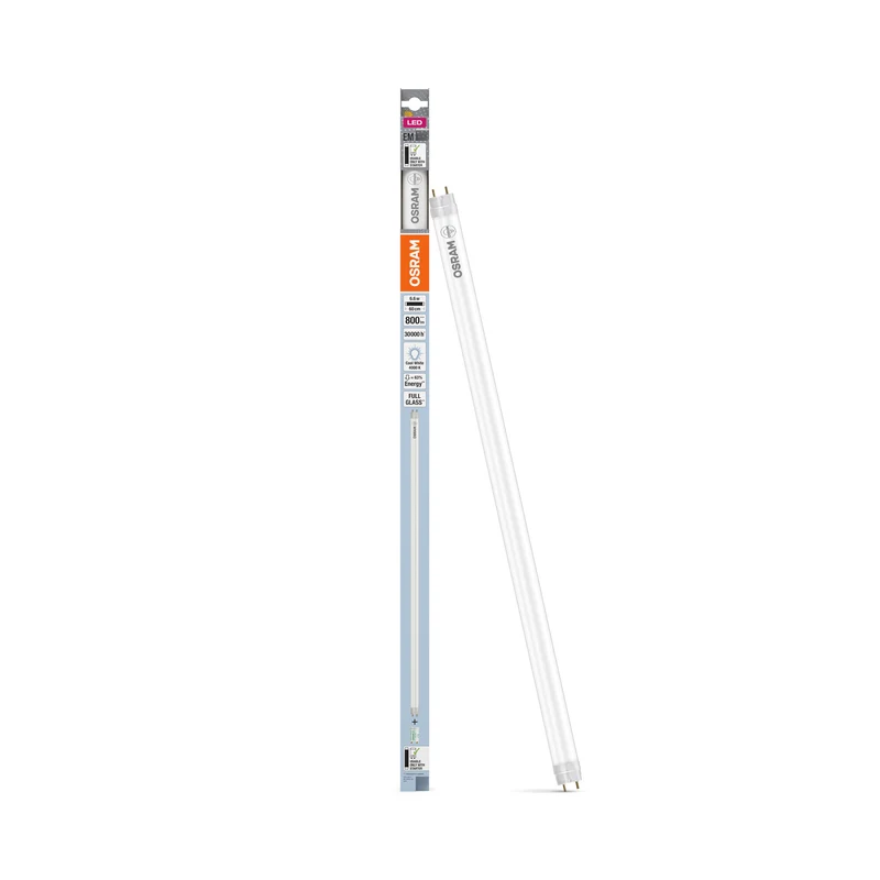 OSRAM LED TUBE T8 EM in Röhre, zweiseitig gesockelt-Form, LED-Röhre, Bleifreies Glas, Matt, 6,6 W, (ex 18 W), 800 lm, Kaltweiß, 4000 K, 30000 h, CRI 80