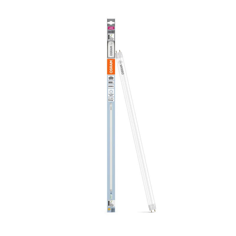 OSRAM LED TUBE T8 EM PLASTIC in Röhre, zweiseitig gesockelt-Form, LED-Röhre, Matt, 6,6 W, (ex 18 W), 800 lm, Kaltweiß, 4000 K, 30000 h, CRI 80