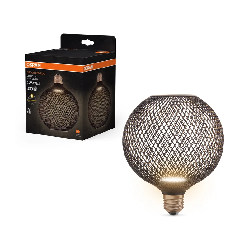 OSRAM DECOR LED Flatlampe Schwarz, 3.5W, Frosted, 125mm , Warmweiß , E27