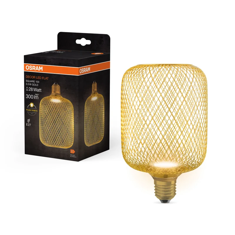 OSRAM DECOR LED Flatlampe Lampe Gold, 3.5W, 300lm, Frosted, 100mm , Warmweiß , E27