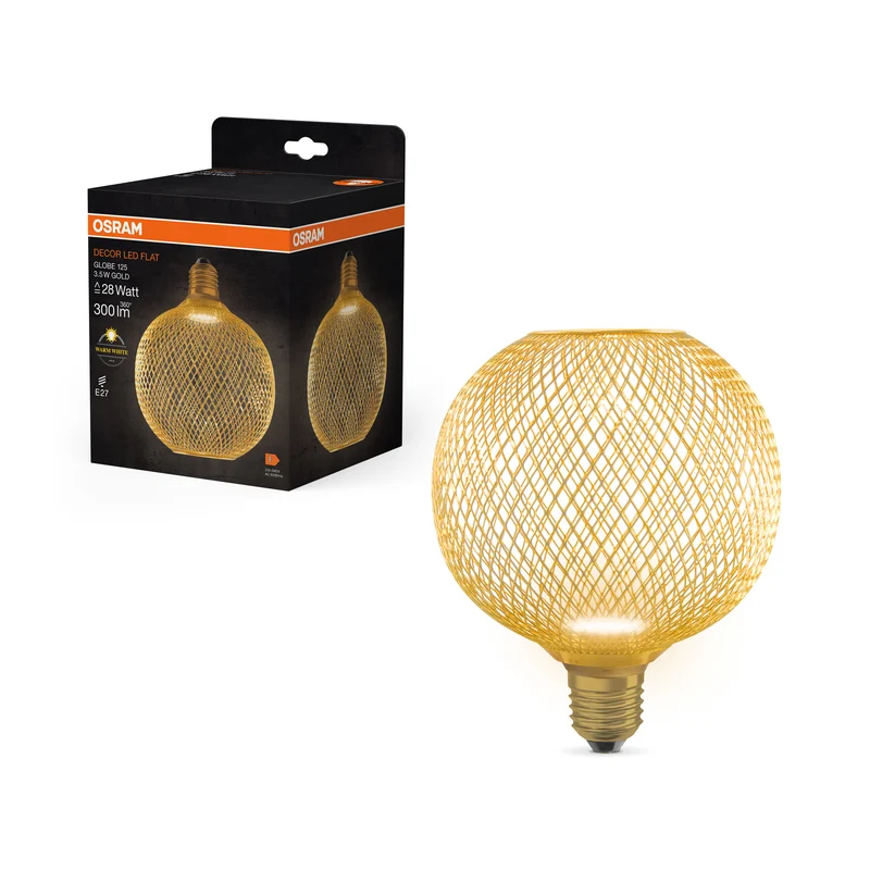 OSRAM DECOR LED Flatlampe Lampe Gold, 3.5W, 300lm, Frosted, 125mm , Warmweiß , E27