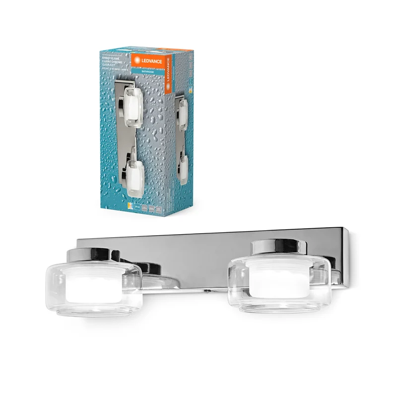 LEDVANCE ORBIS Flame Wand- und Deckenleuchte mit LED, Chrom, 11W, 700lm, 3000/4000K, Farbtemperatur über Wandschalter einstellbar (kaltweiß/warmweiß), IP44
