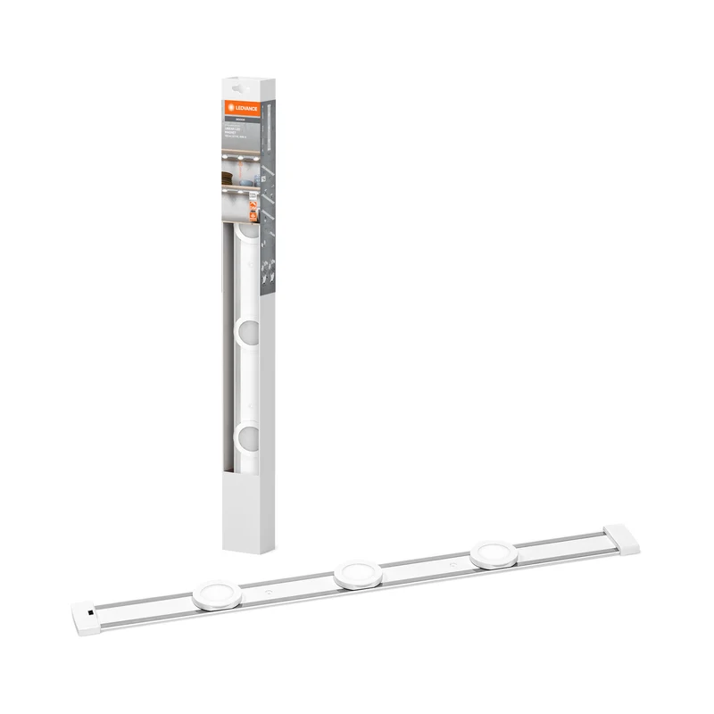 LEDVANCE LINEAR flache Unterbauleuchte, Magnetschiene für flexible Spotmontage, 3 Spots, mit Sensor, 9. 5W, 600lm, 4000K, 840 kaltweiß, dimmbar, IP20, weiß, Alu/Plastik, Leuchtmittel nicht austauschbar
