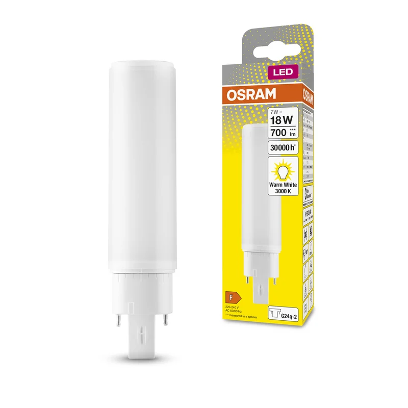 OSRAM DULUX LED D/E HF & AC MAINS LED Lampe 7W 830 G24Q-2, 700 lm, 3000 K, Warmweiß