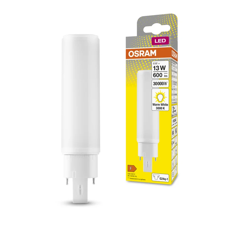 OSRAM DULUX LED D/E HF & AC MAINS LED Lampe 6W 830 G24Q-1, 600 lm, 3000 K, Warmweiß