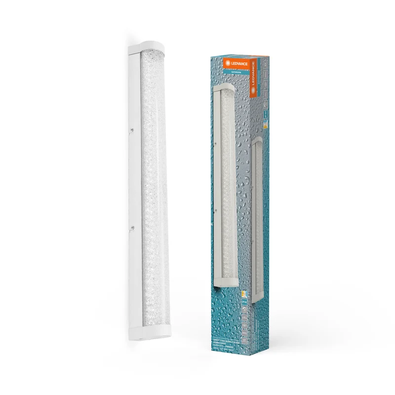 LEDVANCE ORBIS Tube LED-Spiegel-/Wandleuchte, weiß, Glas mit Blaseneffekt, 12W, 1200lm, dimmbar, 3000/4000K über Wandschalter einstellbar, 60cm Durchmesser, IP44 Schutz vor Fremdkörpern/Spritzwasser