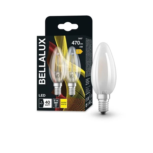 BELLALUX LED-Lampe E14, klar, 2700K Warmweiß, 4W, Ersatz für 40W