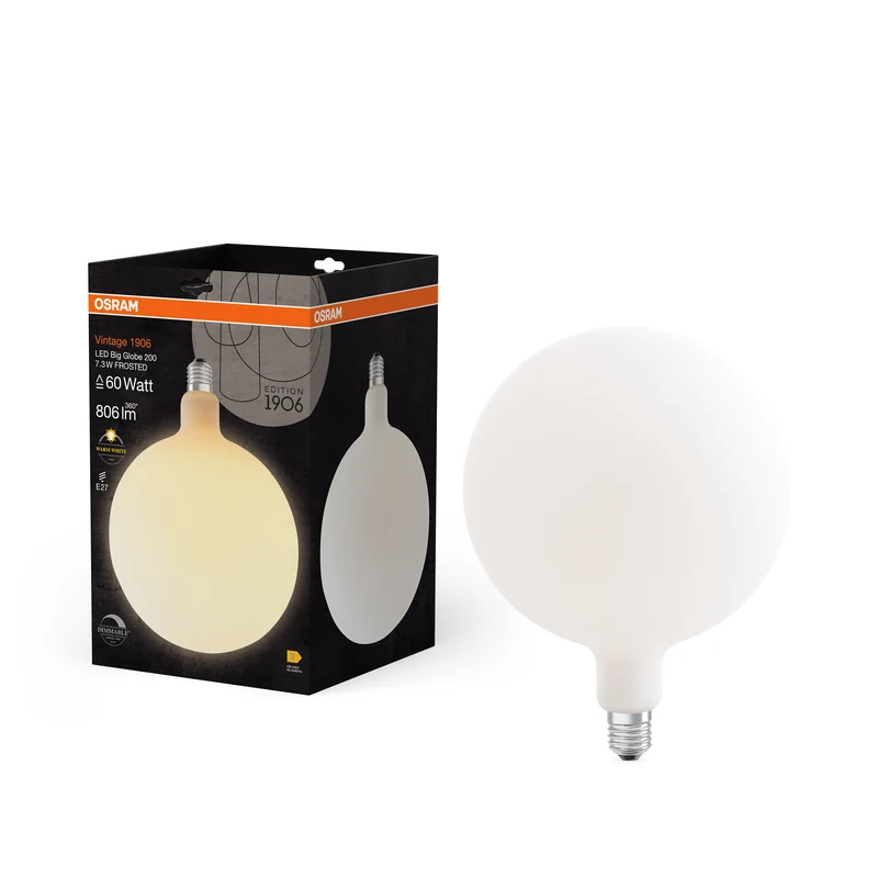 OSRAM Vintage 1906® LED BIG DECORATIVE Globe LED-Lampe Frosted, dimmbar, 7.3W, E27 , Warmweiß