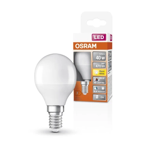 OSRAM SUPERSTAR+ CLASSIC P 40 FR LED-Lampe, 4,9W, 470lm , Warmweiß , E14