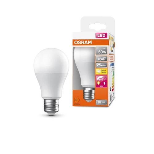 OSRAM SUPERSTAR+ CLASSIC A 60 FR LED-Lampe inkl. Bewegungssensor und Tageslichtsensor 8,8W, 806lm, E27 , Warmweiß