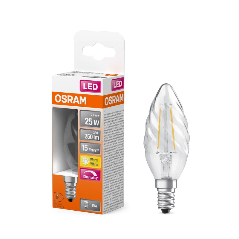 OSRAM LED Superstar Classic Lampe, Minikerze, 2.8W, 250lm , Warmweiß , E14