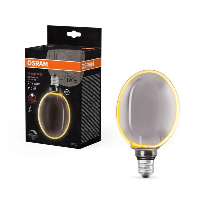 OSRAM VINTAGE 1906® LED Lampe LED CLASSIC GLOBE130 O - Form FILAMENT 4W 818 Smoke E27, 110 lm, 1800 K, Comfort warm white