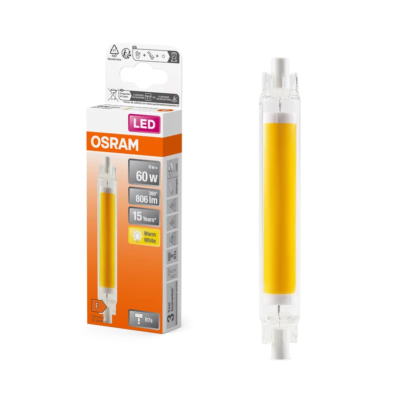 OSRAM LED Slim Line Lampe, 8W, 806lm, R7s, Warmweiß 2700K