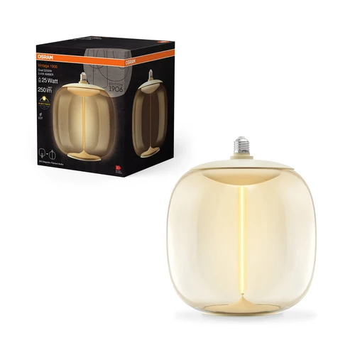 Osram Vintage 1906® LED BIG DECORATIVE BULB WITH FILAMENT-MAGNETIC STYLE 3.4W 827 Amber E27, OVAL , Warmweiß