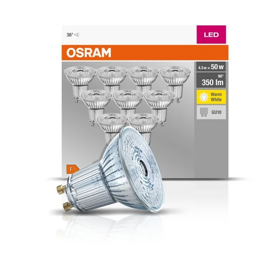 OSRAM LED Base LED-Spot Lampe (ex 50W) 4,3W / 2700K GU10 10er , Warmweiß