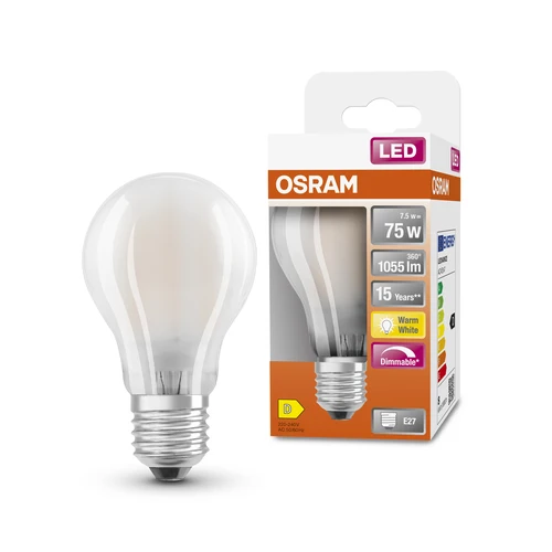 OSRAM LED Retrofit Classic A LED Lampe matt dimmbar (ex 75W) 9W / 2700K Warmweiß E27