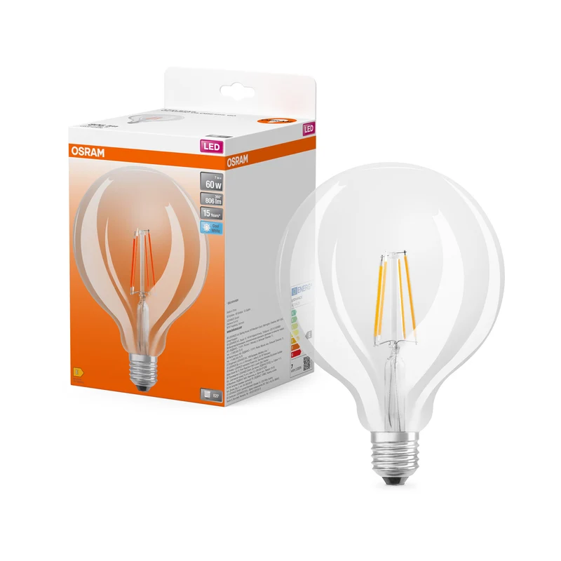 OSRAM LED Star Classic Lampe, Ballform, 7W, 806lm, Klar, E27 , Kaltweiß